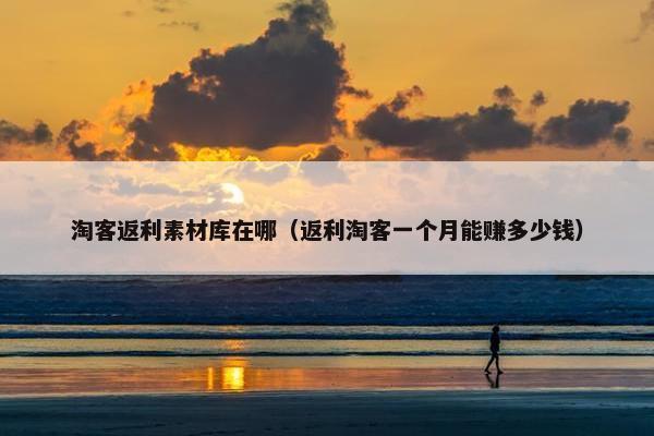 淘客返利素材库在哪（返利淘客一个月能赚多少钱）