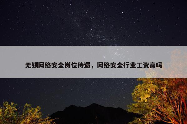 无锡网络安全岗位待遇，网络安全行业工资高吗