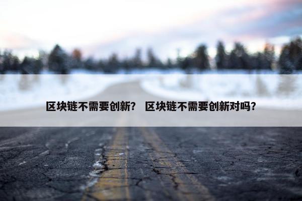 区块链不需要创新？ 区块链不需要创新对吗？