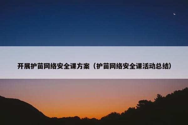 开展护苗网络安全课方案（护苗网络安全课活动总结）
