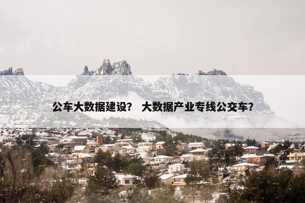 公车大数据建设？ 大数据产业专线公交车？