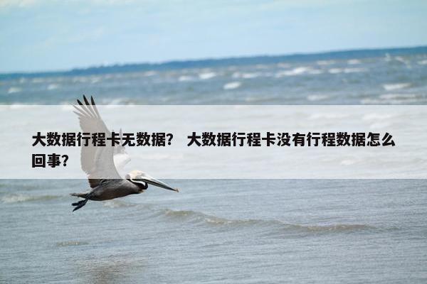 大数据行程卡无数据？ 大数据行程卡没有行程数据怎么回事？