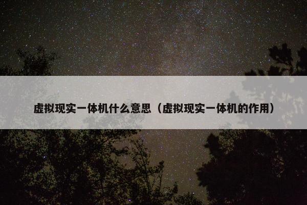 虚拟现实一体机什么意思（虚拟现实一体机的作用）