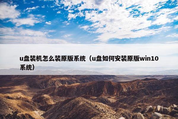 u盘装机怎么装原版系统（u盘如何安装原版win10系统）