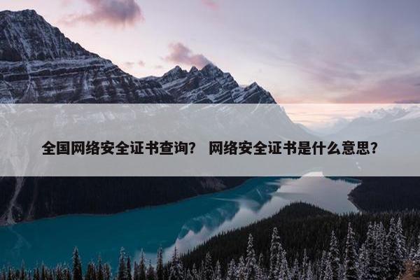 全国网络安全证书查询？ 网络安全证书是什么意思？