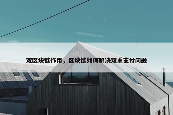 双区块链作用，区块链如何解决双重支付问题