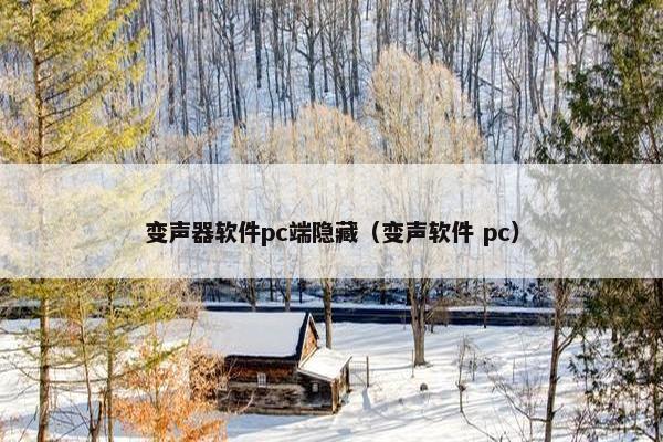 变声器软件pc端隐藏（变声软件 pc）