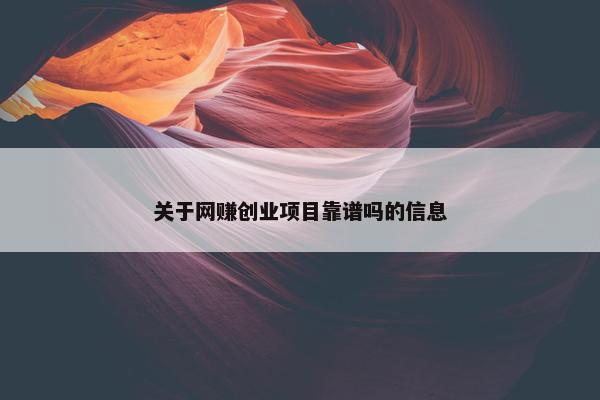 关于网赚创业项目靠谱吗的信息