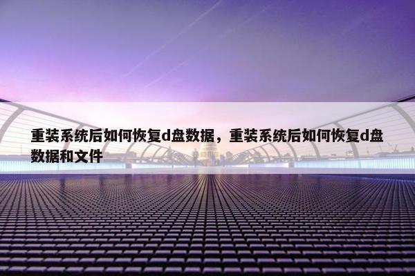 重装系统后如何恢复d盘数据，重装系统后如何恢复d盘数据和文件
