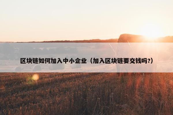 区块链如何加入中小企业（加入区块链要交钱吗?）