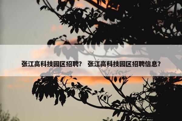 张江高科技园区招聘？ 张江高科技园区招聘信息？