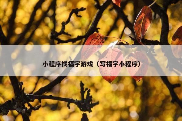 小程序找福字游戏（写福字小程序）