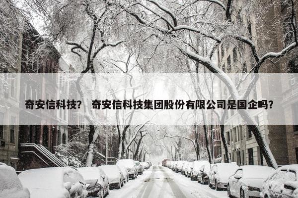 奇安信科技？ 奇安信科技集团股份有限公司是国企吗？