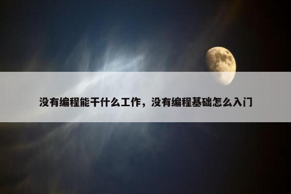 没有编程能干什么工作，没有编程基础怎么入门