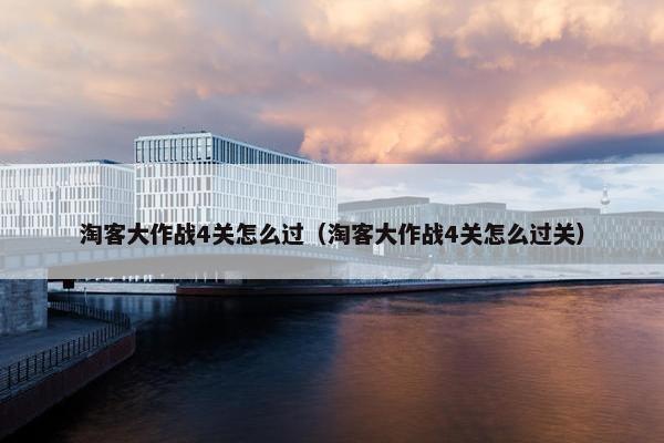 淘客大作战4关怎么过（淘客大作战4关怎么过关）