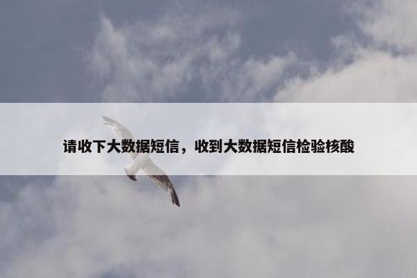 请收下大数据短信，收到大数据短信检验核酸
