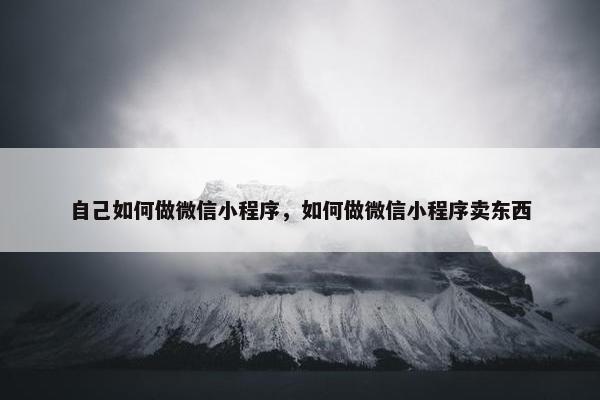 自己如何做微信小程序，如何做微信小程序卖东西