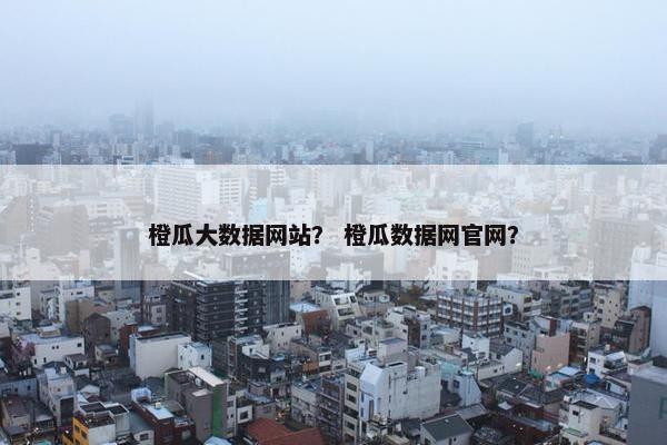 橙瓜大数据网站？ 橙瓜数据网官网？