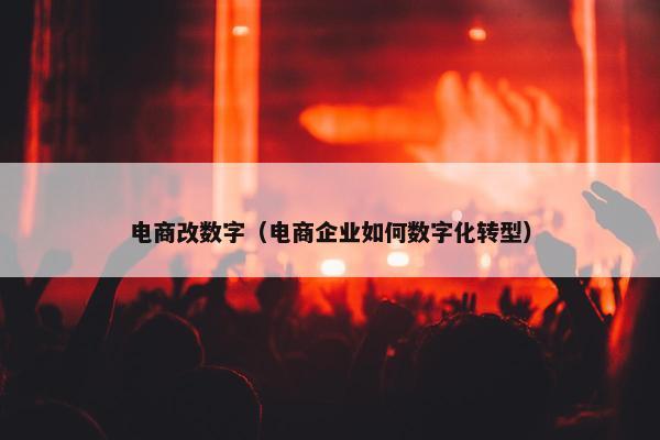 电商改数字（电商企业如何数字化转型）