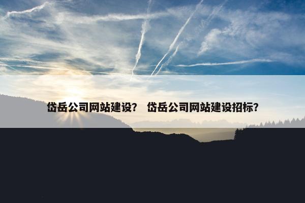 岱岳公司网站建设？ 岱岳公司网站建设招标？