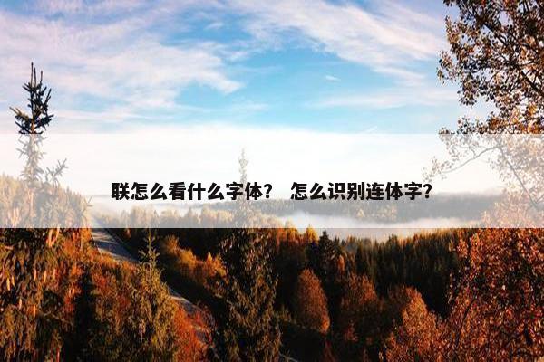联怎么看什么字体？ 怎么识别连体字？