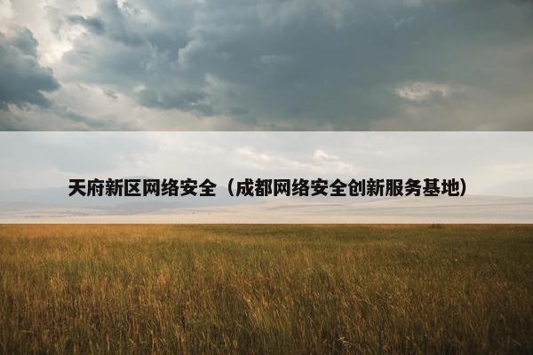 天府新区网络安全（成都网络安全创新服务基地）