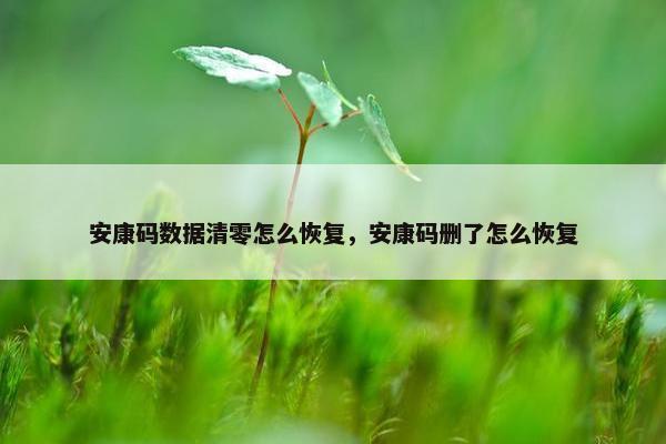 安康码数据清零怎么恢复，安康码删了怎么恢复