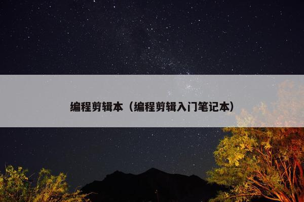 编程剪辑本（编程剪辑入门笔记本）