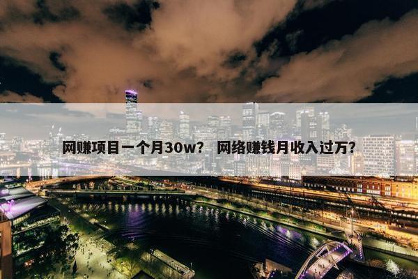 网赚项目一个月30w？ 网络赚钱月收入过万？
