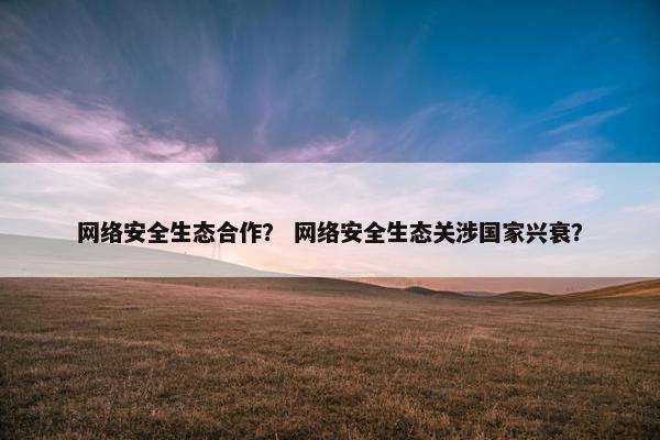 网络安全生态合作？ 网络安全生态关涉国家兴衰？