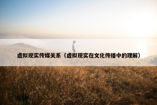 虚拟现实传媒关系（虚拟现实在文化传播中的理解）