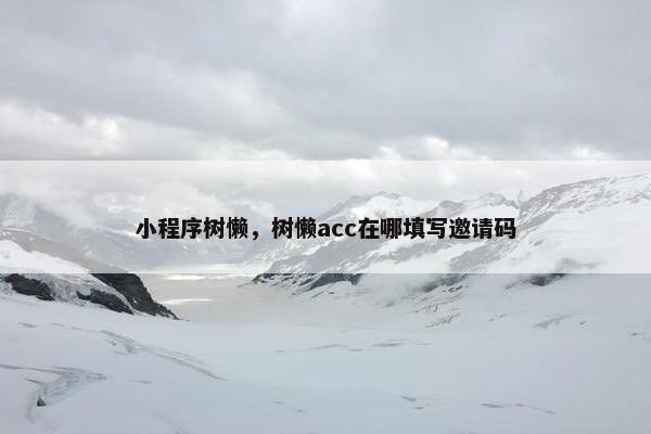 小程序树懒，树懒acc在哪填写邀请码