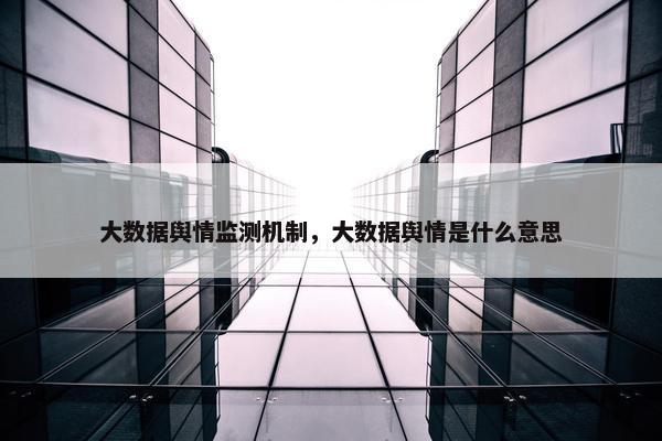 大数据舆情监测机制，大数据舆情是什么意思