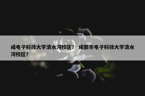 成电子科技大学清水河校区？ 成都市电子科技大学清水河校区？