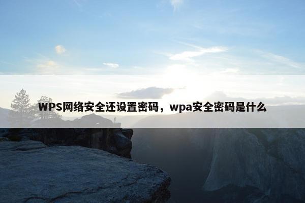 WPS网络安全还设置密码，wpa安全密码是什么