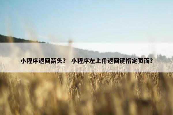 小程序返回箭头？ 小程序左上角返回键指定页面？