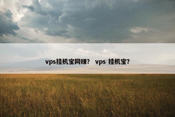 vps挂机宝网赚？ vps 挂机宝？