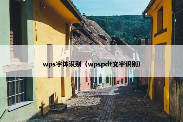 wps字体识别（wpspdf文字识别）
