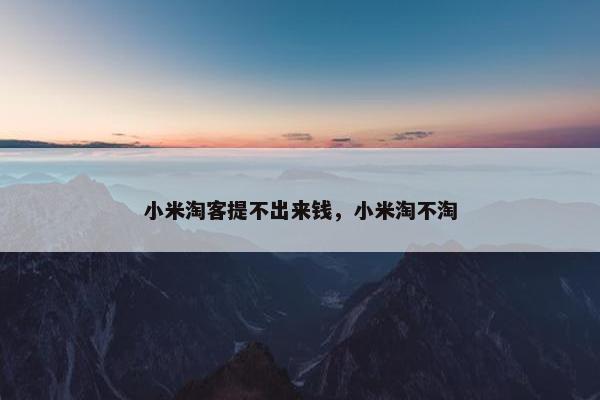 小米淘客提不出来钱，小米淘不淘