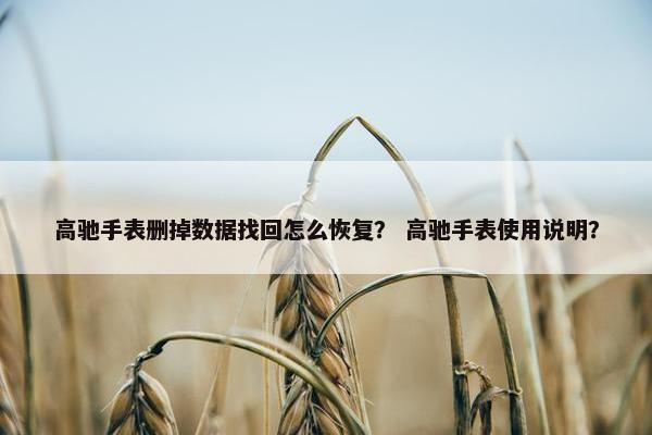 高驰手表删掉数据找回怎么恢复？ 高驰手表使用说明？