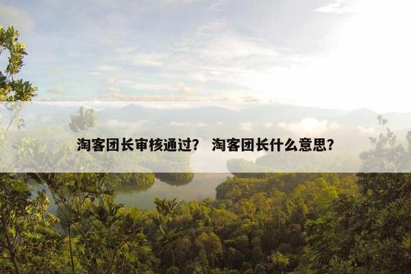 淘客团长审核通过？ 淘客团长什么意思？