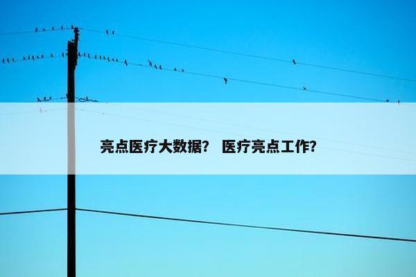 亮点医疗大数据？ 医疗亮点工作？