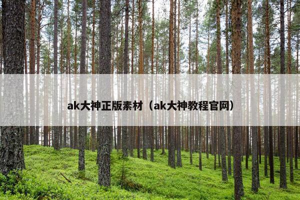ak大神正版素材（ak大神教程官网）
