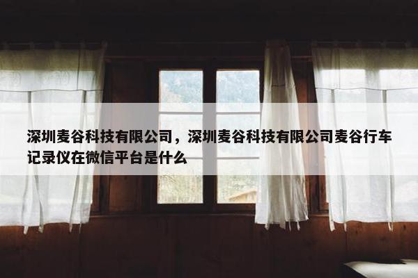 深圳麦谷科技有限公司，深圳麦谷科技有限公司麦谷行车记录仪在微信平台是什么