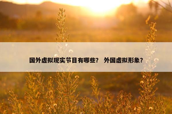 国外虚拟现实节目有哪些？ 外国虚拟形象？