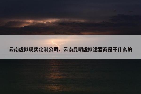 云南虚拟现实定制公司，云南昆明虚拟运营商是干什么的