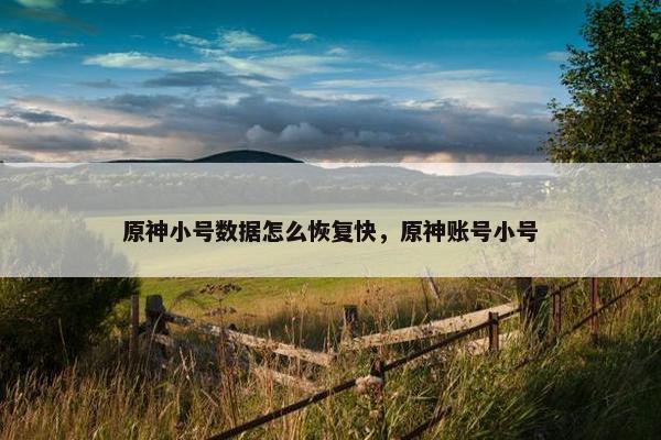 原神小号数据怎么恢复快，原神账号小号