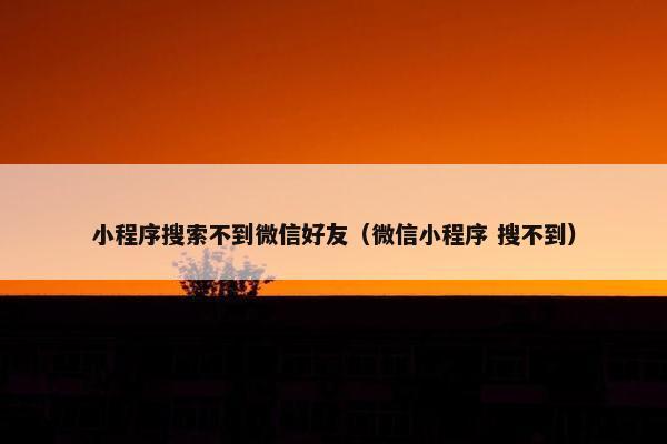 小程序搜索不到微信好友（微信小程序 搜不到）