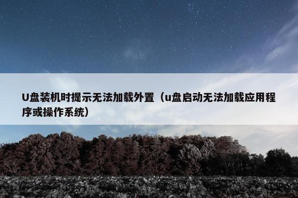 U盘装机时提示无法加载外置（u盘启动无法加载应用程序或操作系统）