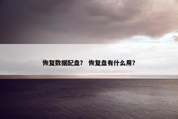 恢复数据配盘？ 恢复盘有什么用？